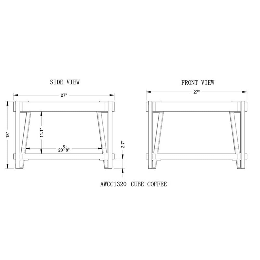 Natural Solid Wood Coffee Table with Metal Frame T597