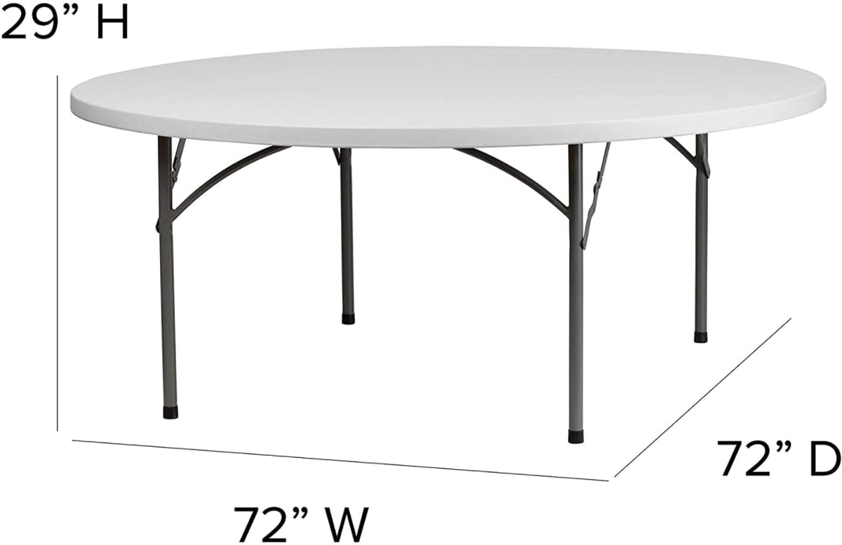 10 Pack 6 Foot Round Granite White Plastic Folding Table Q29194