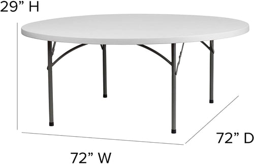 10 Pack 6 Foot Round Granite White Plastic Folding Table Q29194