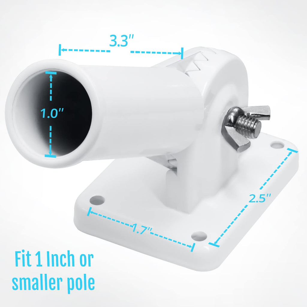 Multi-Position Flag Pole Mounting Bracket Aluminum 1" Diameter White F29057