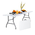 6FT White Folding Picnic Table with Carrying Handle K2565