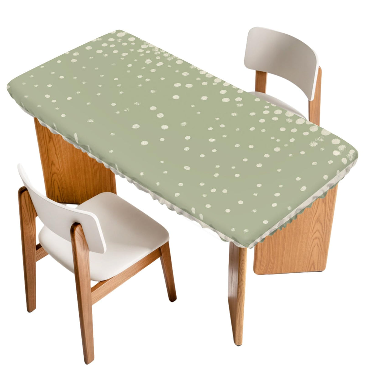 Cream Speckle Fitted Rectangle Tablecloth 32" x 72" N153055