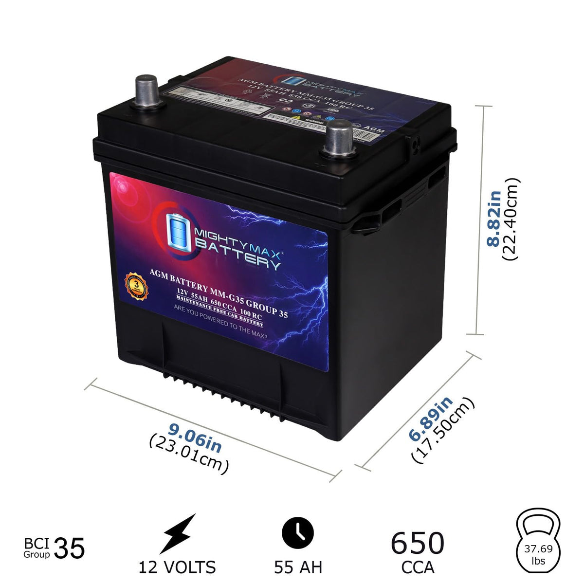 12V 55Ah AGM Replacement Battery M37425
