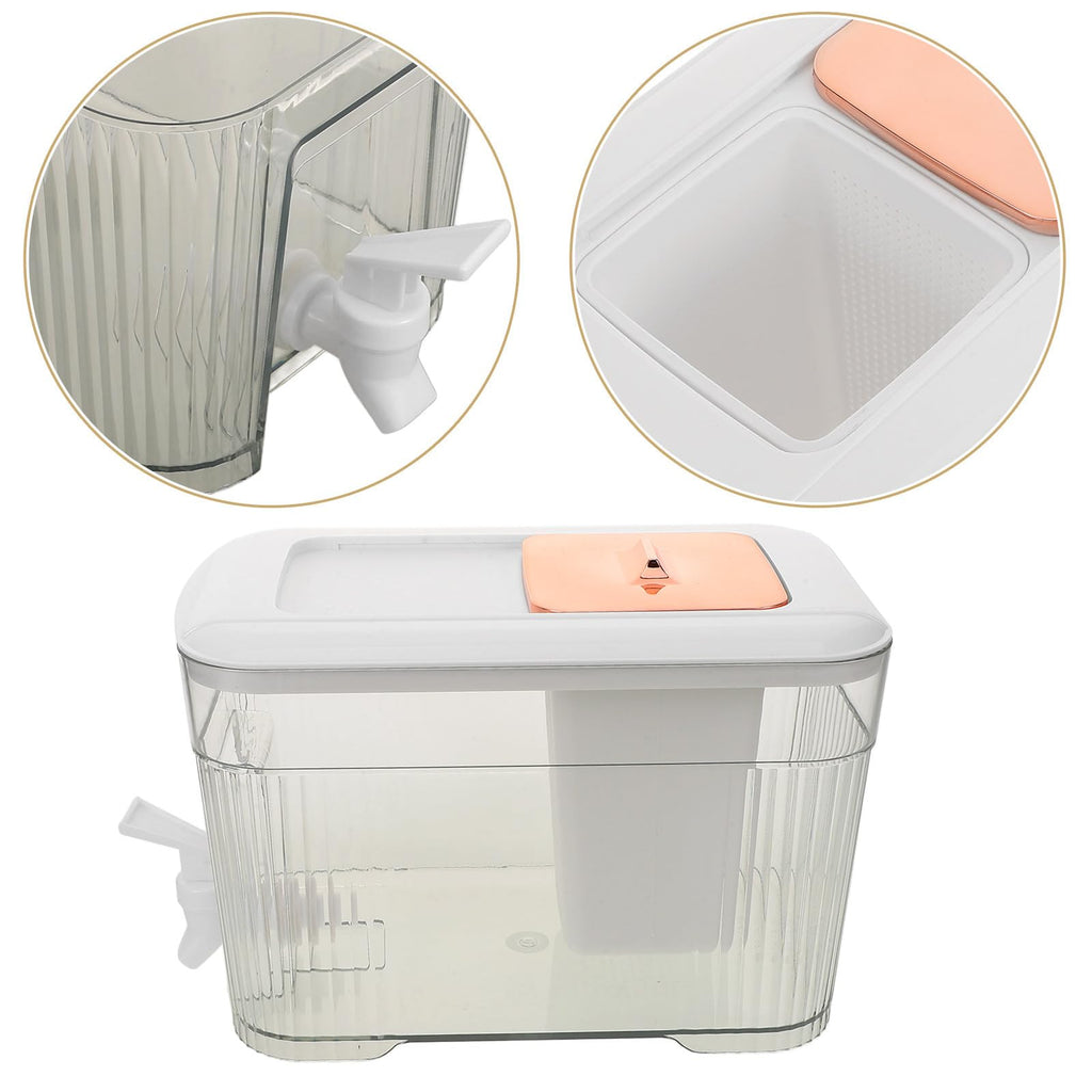 Cold Water Jug with Faucet Large Capacity White Water Pitcher with Lid U3926