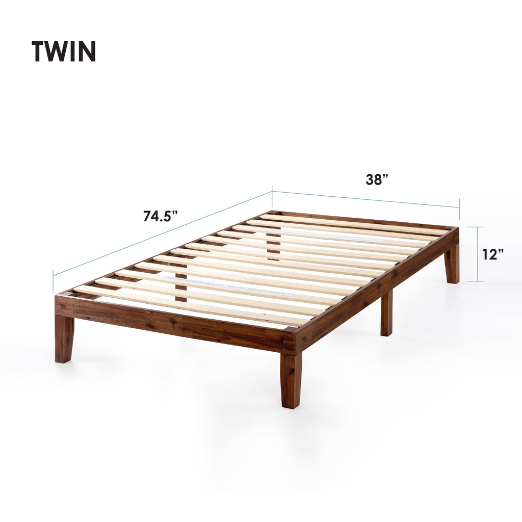12-Inch Solid Wood Platform Bed, Twin, Espresso P977520