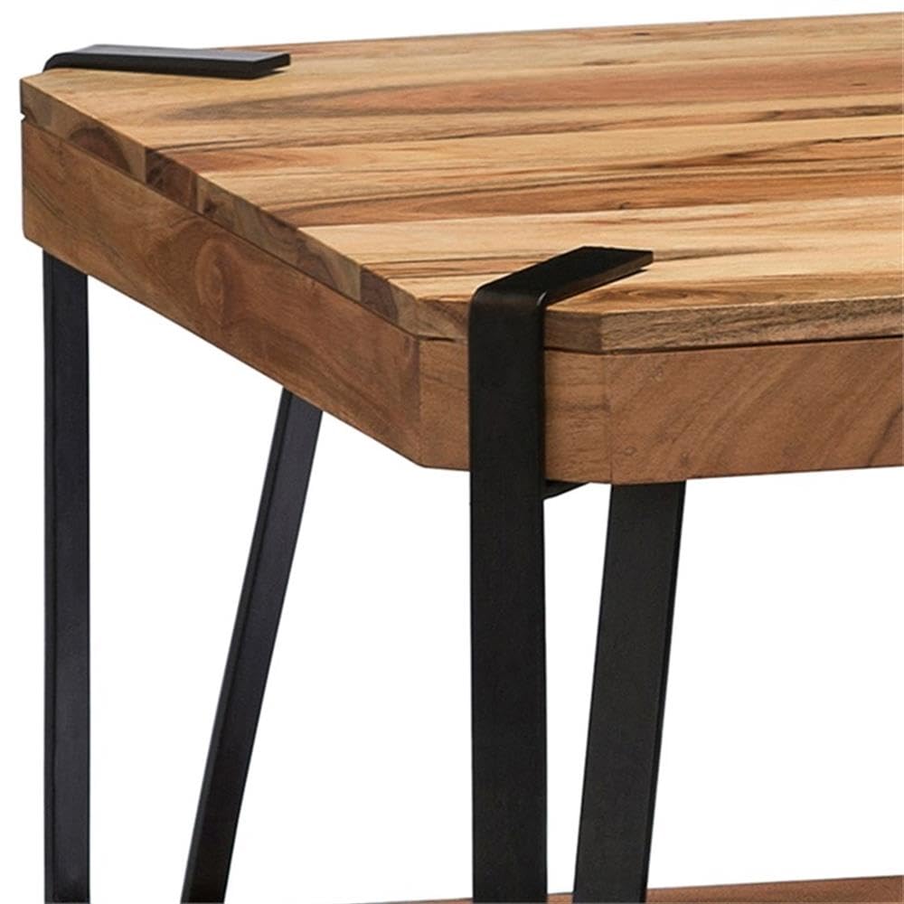 Natural Solid Wood Coffee Table with Metal Frame T597
