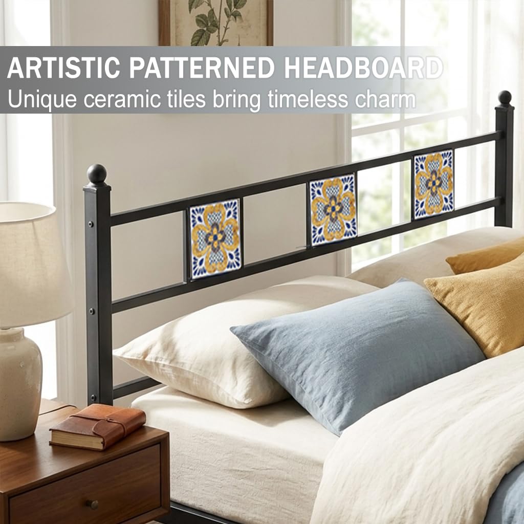 Full Size Metal Bed Frame with Headboard Footboard U7150