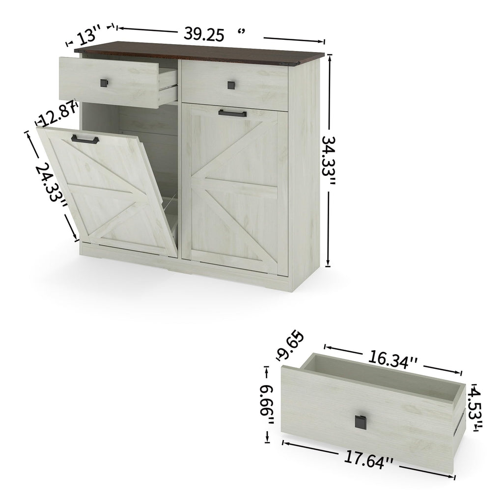 Double Tilt Out Trash Cabinet, Fits 2 10 Gallon Bins, Antique White D7437