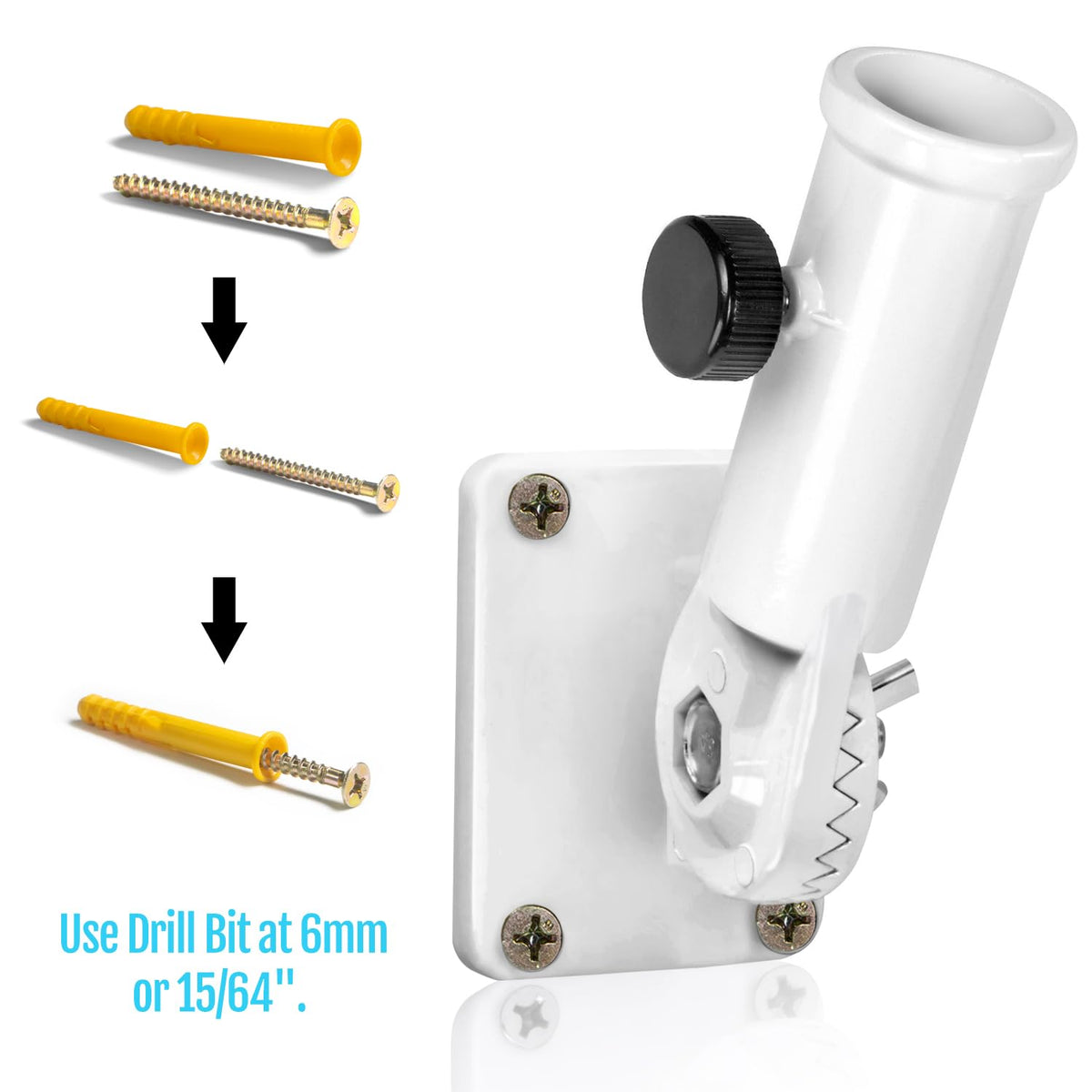 Multi-Position Flag Pole Mounting Bracket Aluminum 1" Diameter White F29057