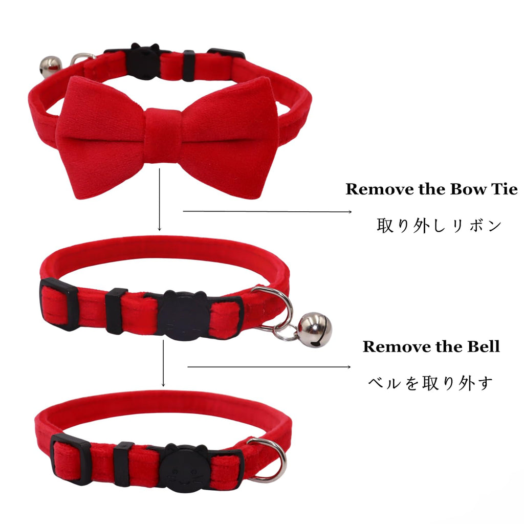 Velvet Breakaway Cat Collar with Bell and Bow Tie N840748
