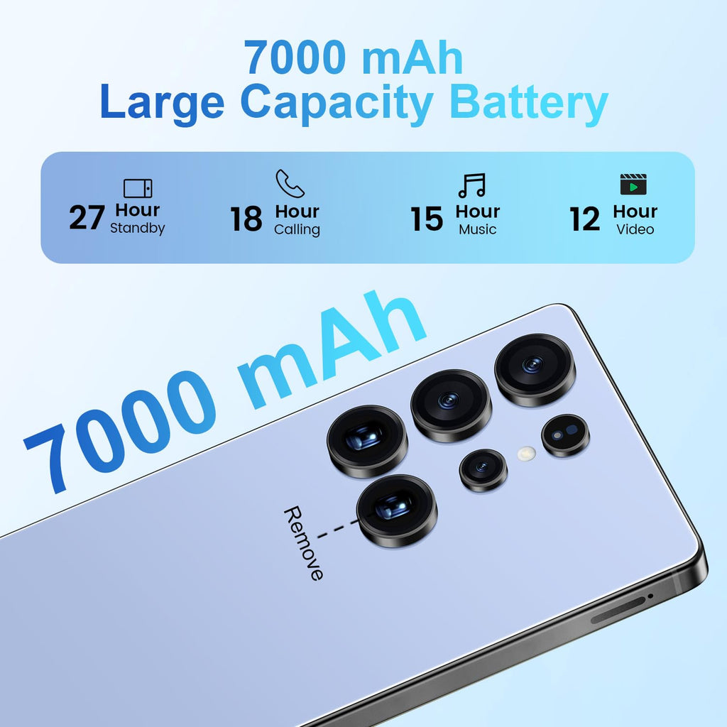 Unlocked Android 14 Smartphone 7000mAh 6.99" HD Screen 16+512GB Dual SIM 5G K5756