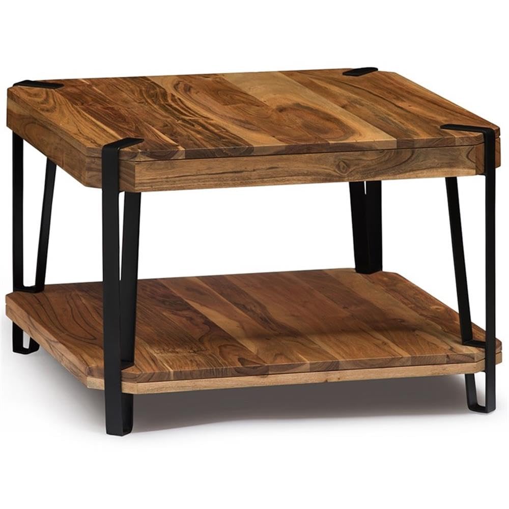 Natural Solid Wood Coffee Table with Metal Frame T597