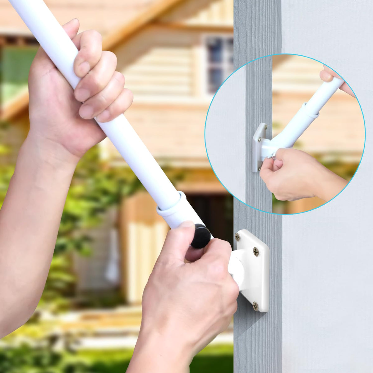 Multi-Position Flag Pole Mounting Bracket Aluminum 1" Diameter White F29057
