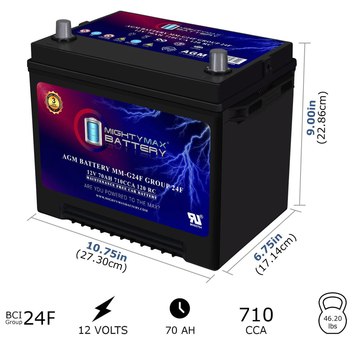 12V 70Ah AGM Replacement Battery A5551