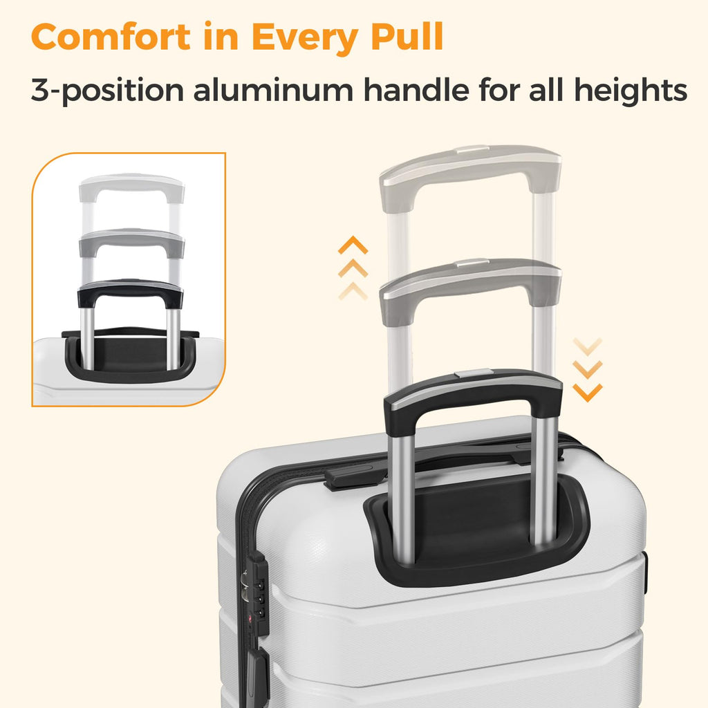 20 Inch White Hard Shell Carry on Luggage U326