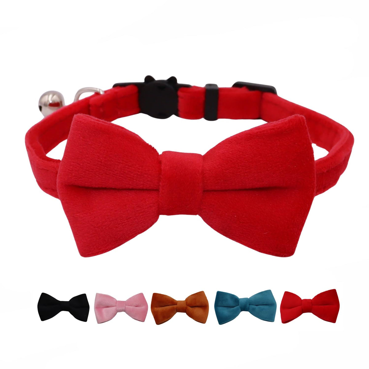 Velvet Breakaway Cat Collar with Bell and Bow Tie N840748