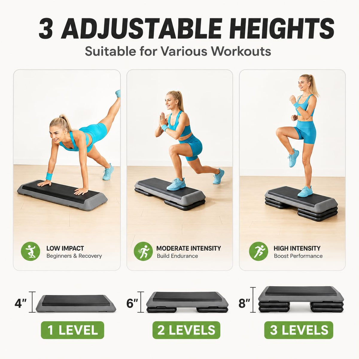 43" Adjustable Aerobic Exercise Step Platform with 4 Removable Risers S856041