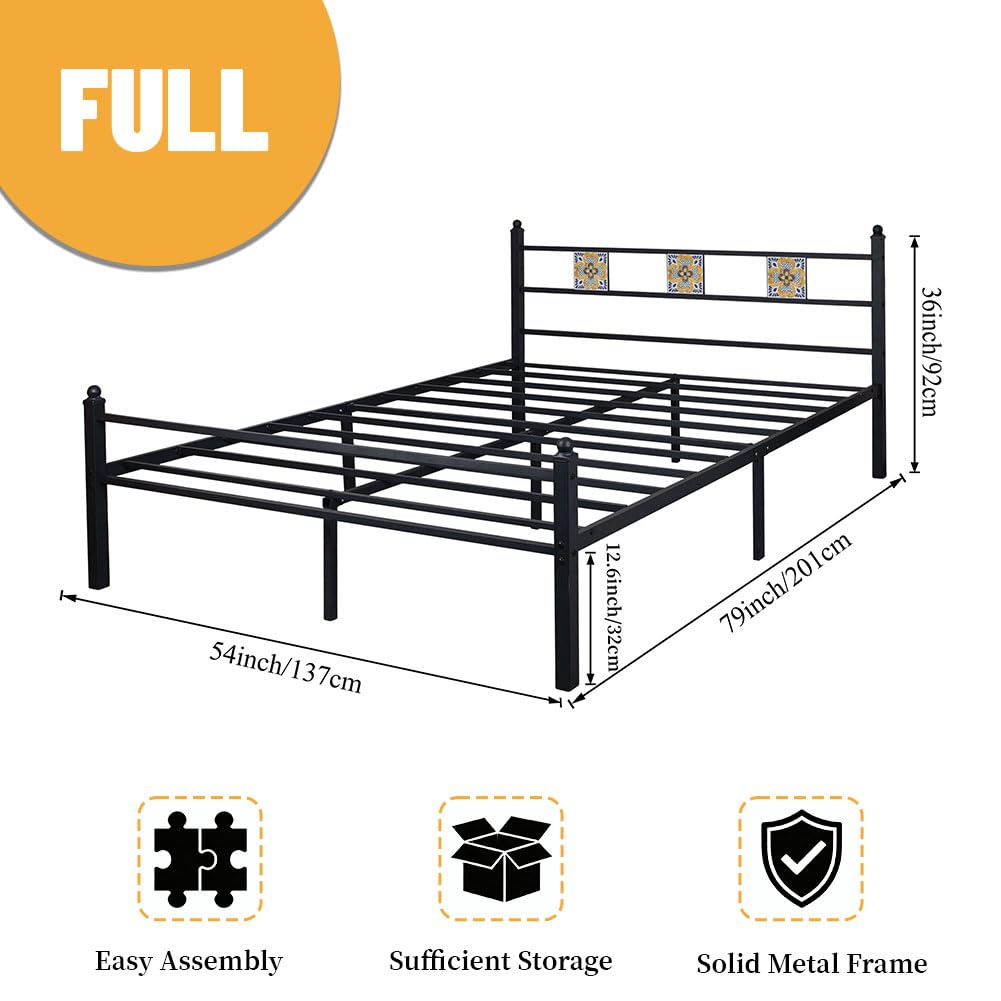 Full Size Metal Bed Frame with Headboard Footboard U7150