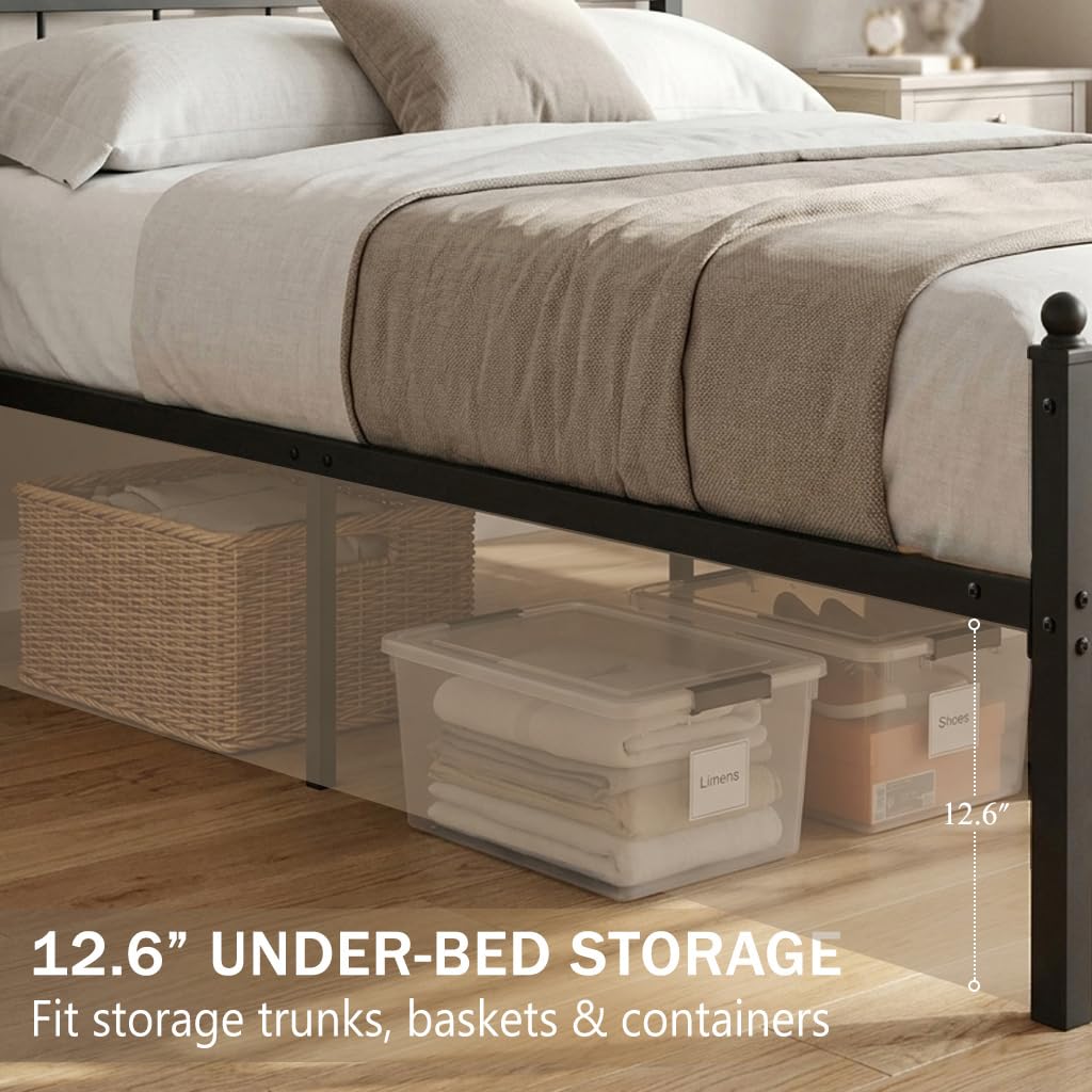Full Size Metal Bed Frame with Headboard Footboard U7150