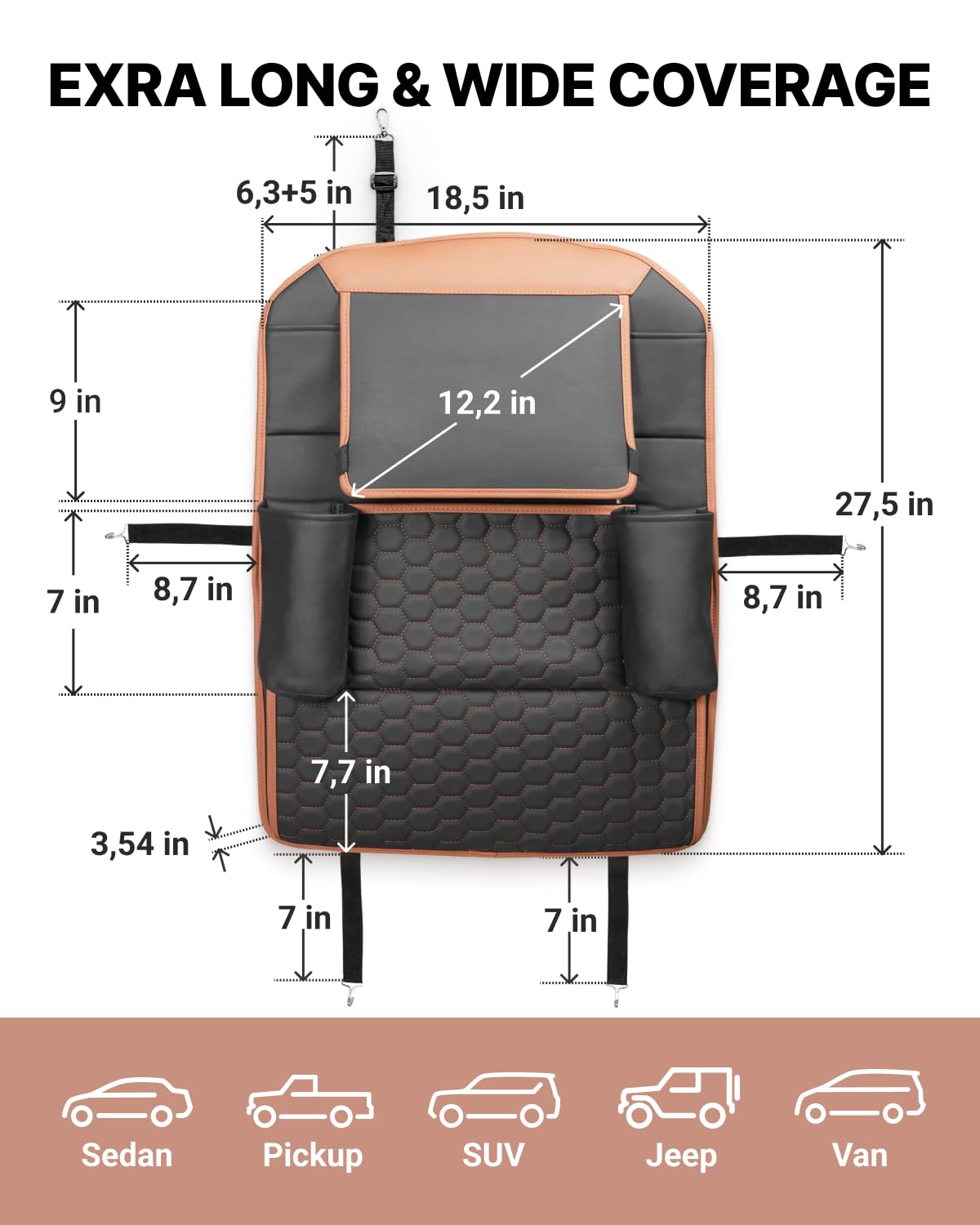 Black-Brown Backless Booster, Waterproof Seat Protector & Backseat Organizer C96309