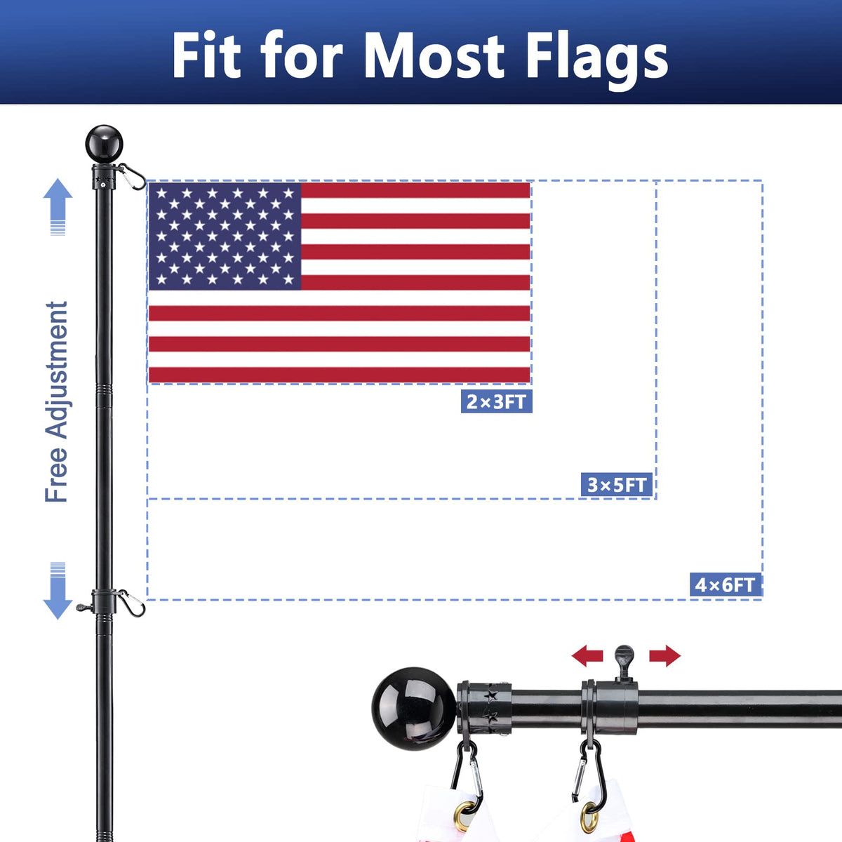 6ft Tangle Free Spinning Flag Pole Kit W4731