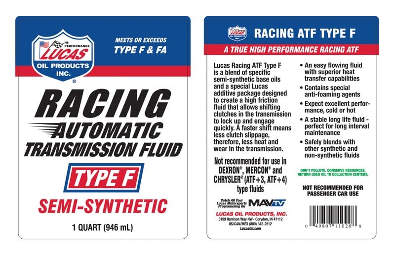 Semi-Synthetic Automatic Transmission Fluid Type F 1 Quart Pack of 6 U972
