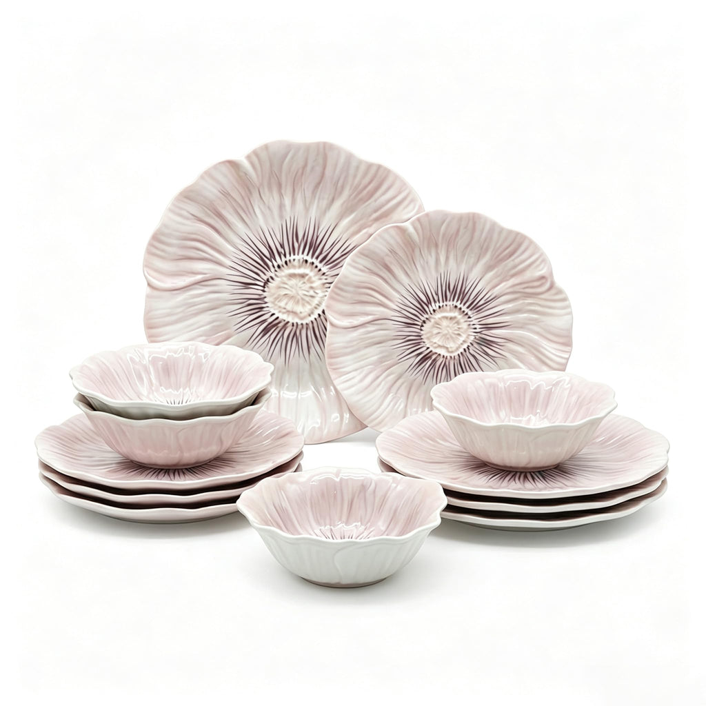 Ceramic Dinnerware Set of 12, Plates and Bowls Set for 4 A4176