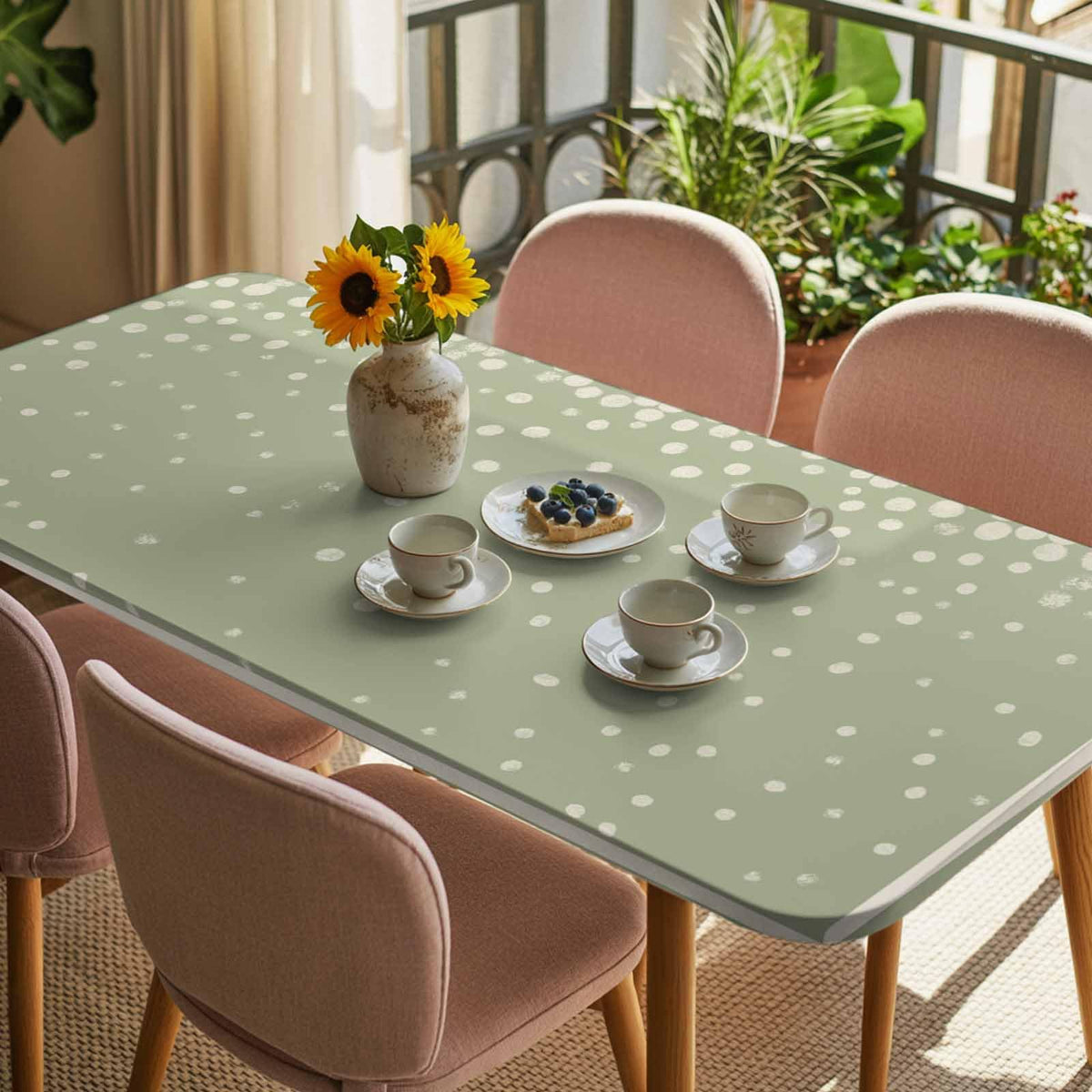 Cream Speckle Fitted Rectangle Tablecloth 32" x 72" N153055