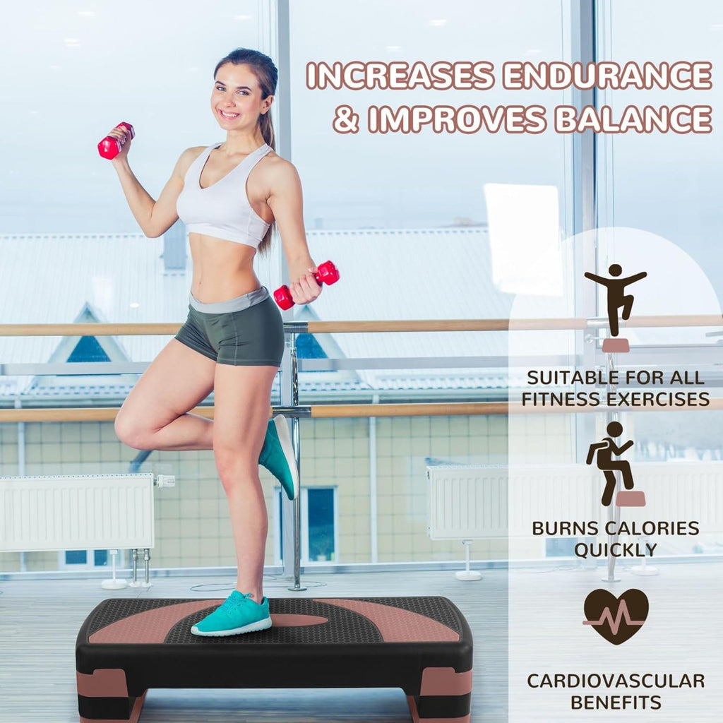 31" Adjustable Step Aerobic Platform with 4 Stackable Risers J522