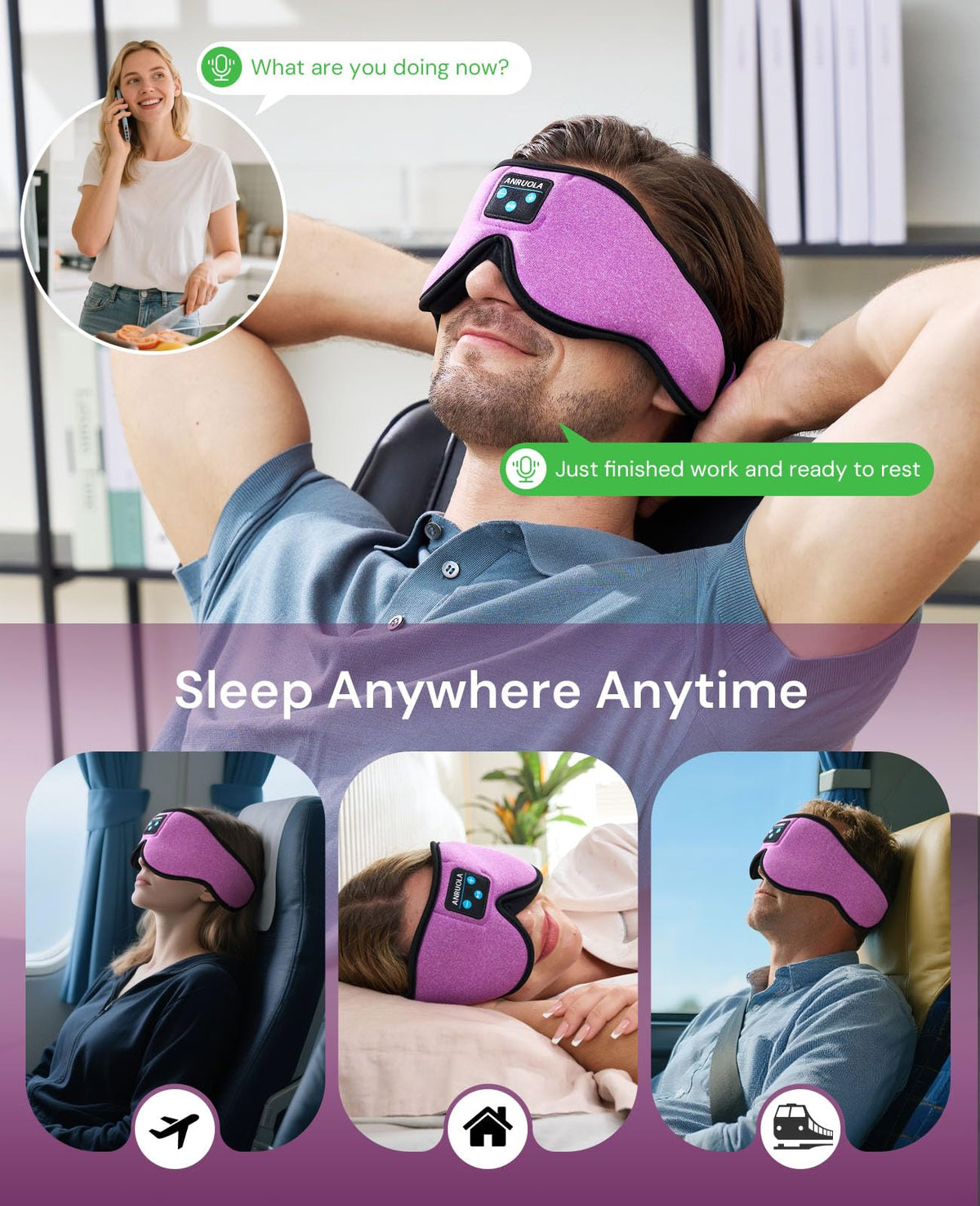 Bluetooth Sleep Mask with Blackout Eye Mask H92076
