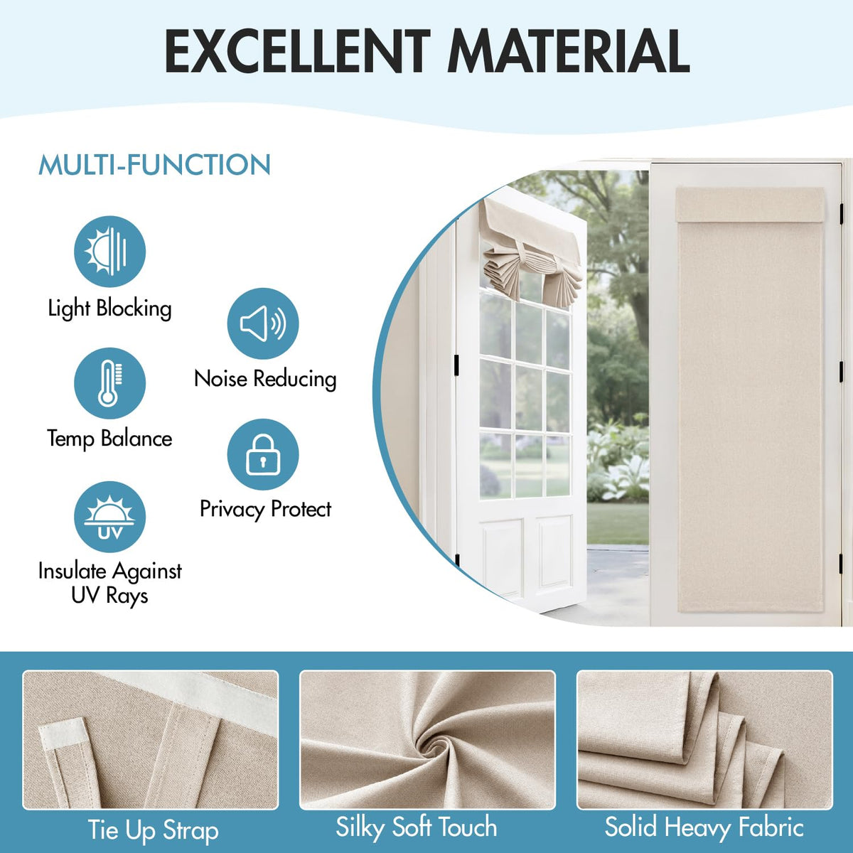 100% Blackout Linen Curtains 2 Panels V65314