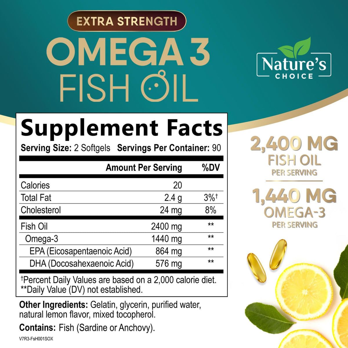 Omega 3 Fish Oil 2400mg Softgels K978522