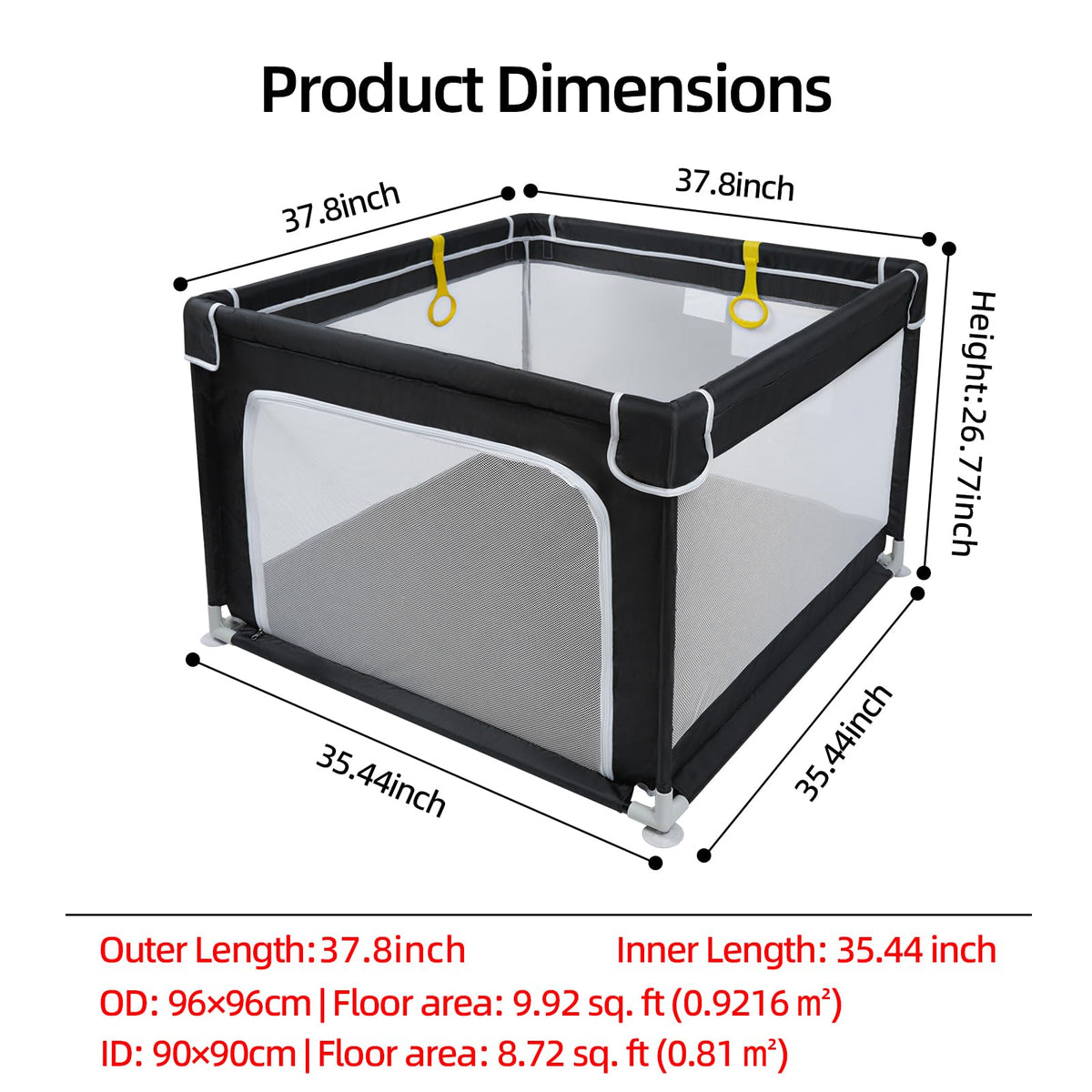 Baby Playpen with Mesh and Anti-Slip Base P1352