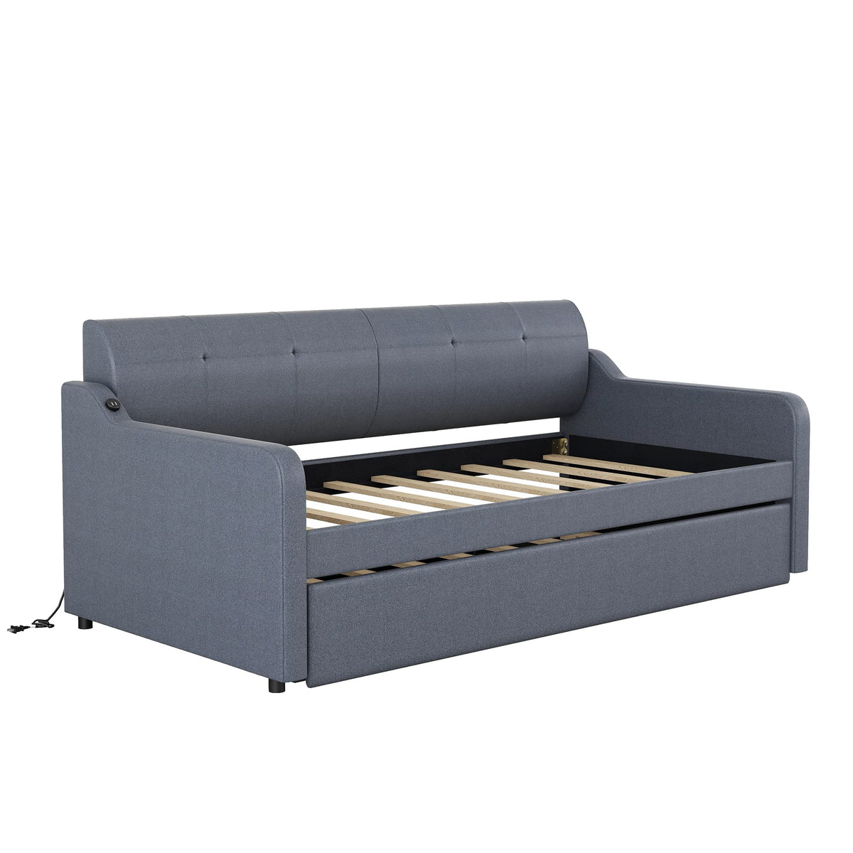 Twin Upholstered Linen Daybed with Pop Up Trundle S94564