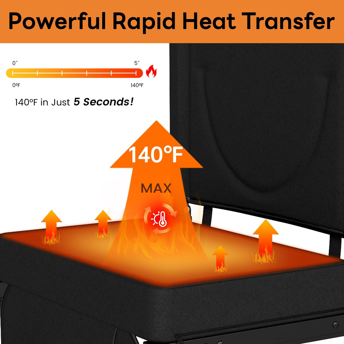 Black Heated Folding Stadium Seat Z35437
