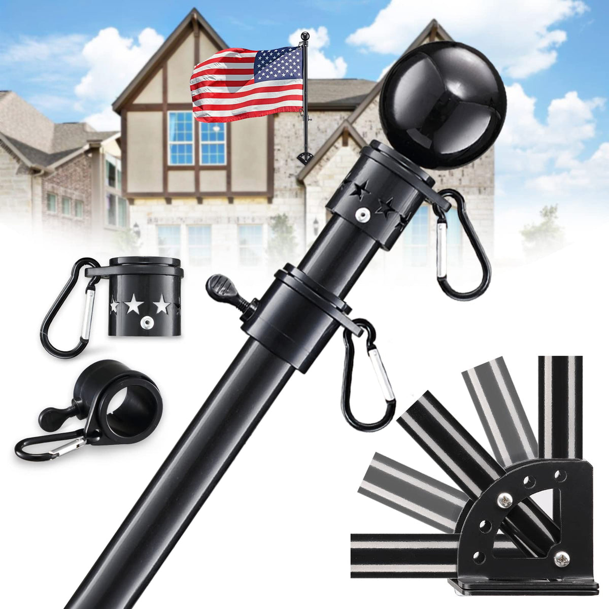 6ft Tangle Free Spinning Flag Pole Kit W4731