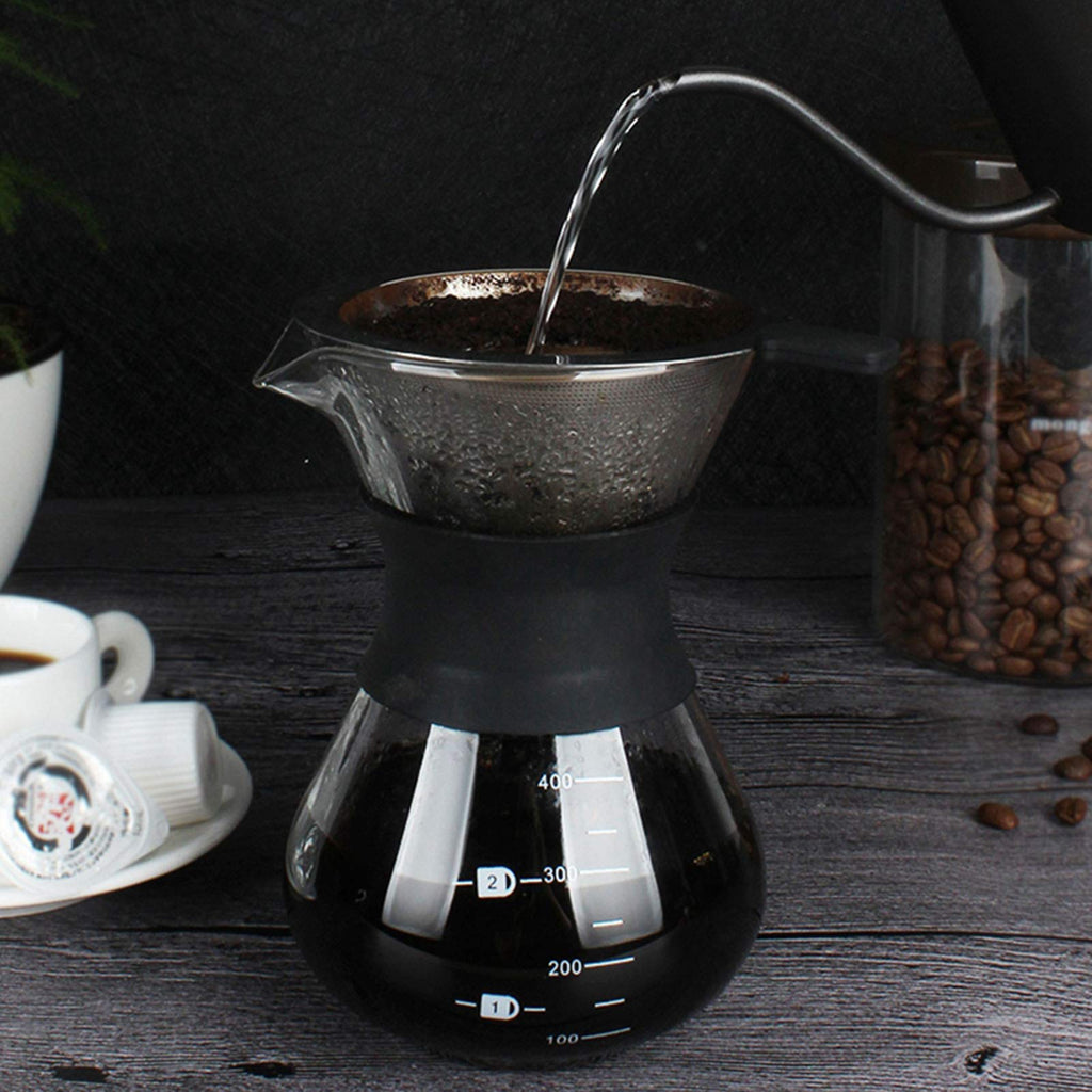 Pour Over Coffee Maker, Paperless Glass Dripper 400ML O568