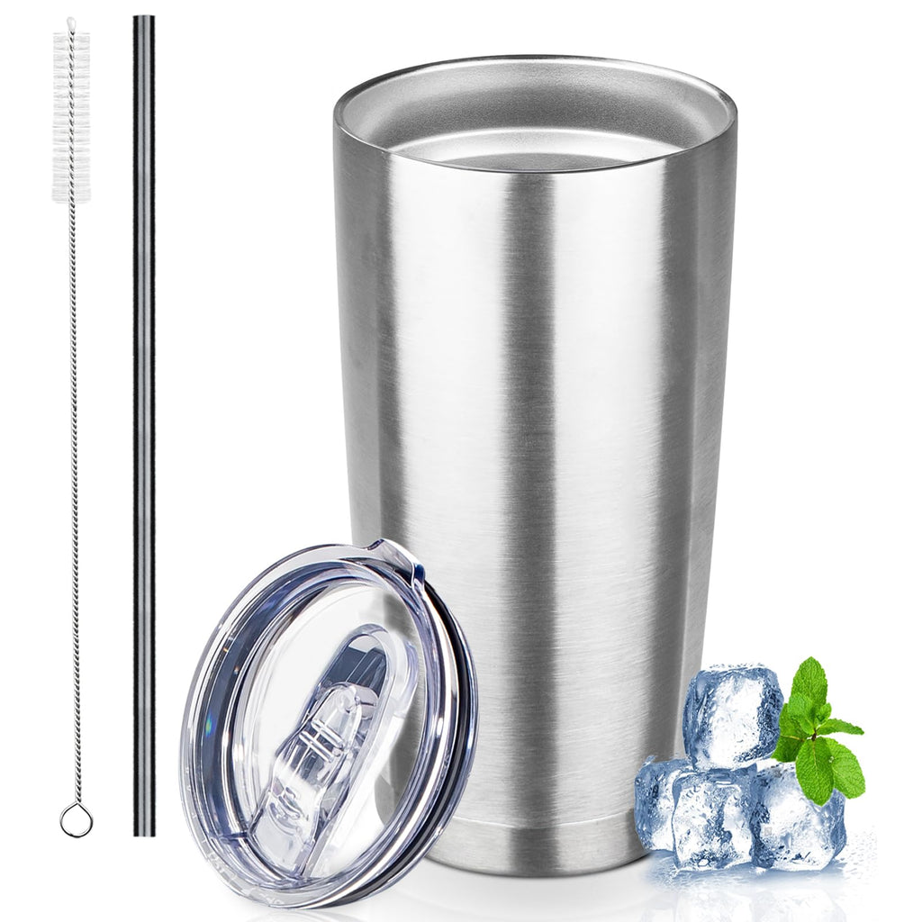 20 oz Stainless Steel Insulated Tumbler with Lids and Straws O515