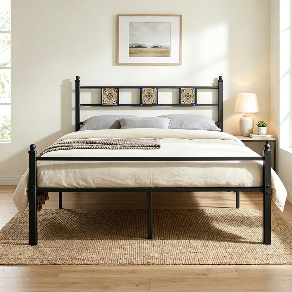 Full Size Metal Bed Frame with Headboard Footboard U7150
