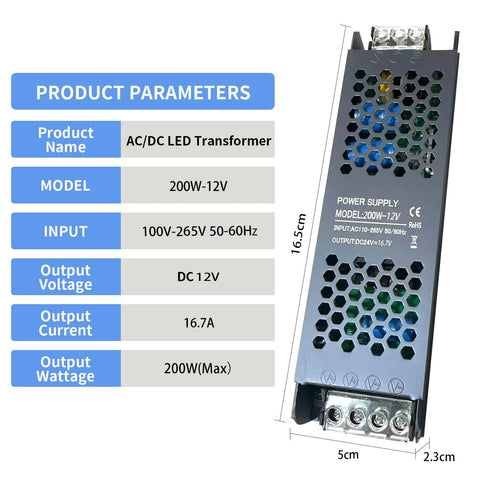 200W Ultra Slim 12v LED Driver Power Supply U654491