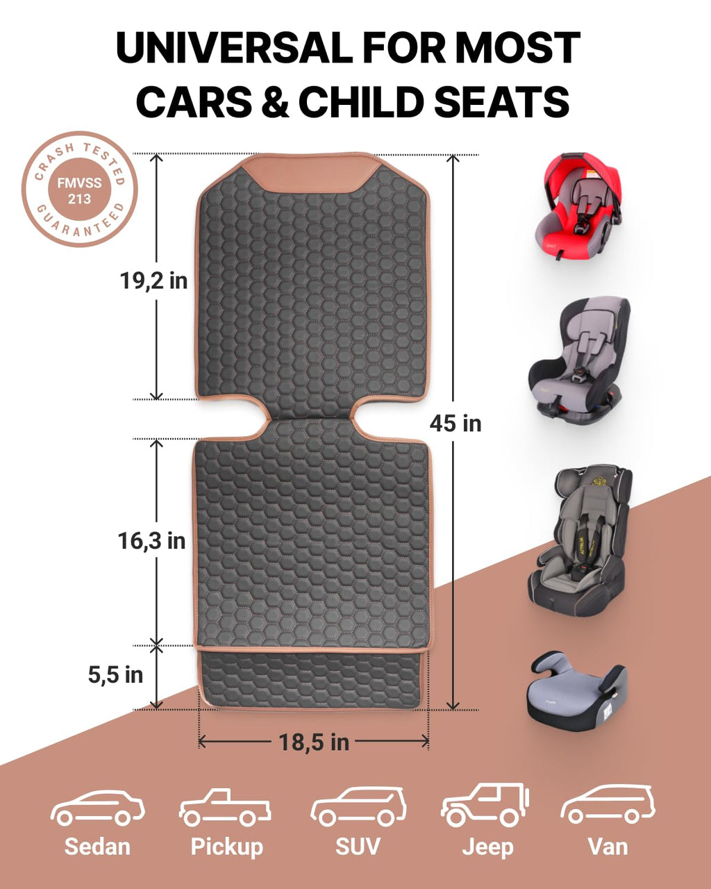 Black-Brown Backless Booster, Waterproof Seat Protector & Backseat Organizer C96309