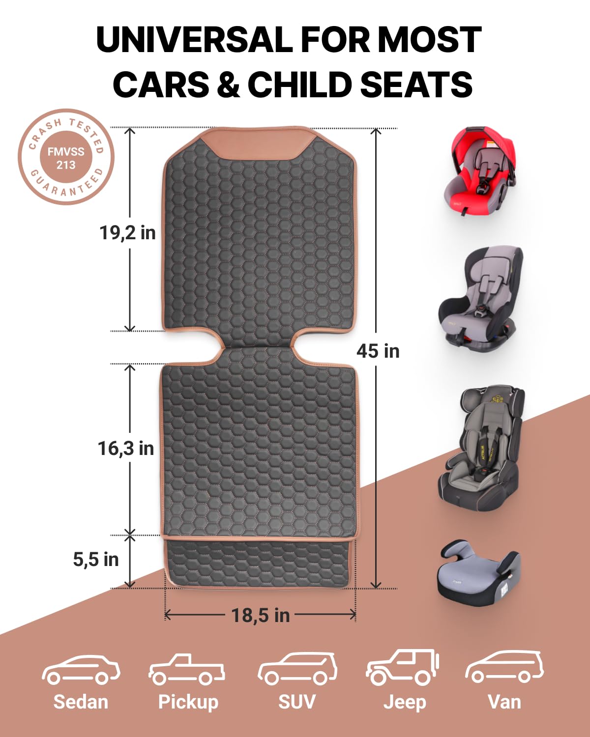 Black-Brown Backless Booster, Waterproof Seat Protector & Backseat Organizer C96309