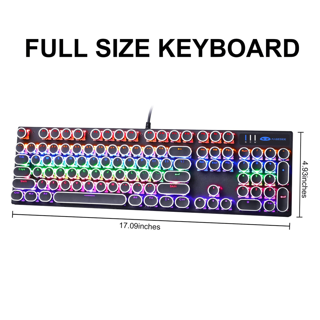 Black Retro Mechanical Gaming Keyboard with RGB Backlit P30546