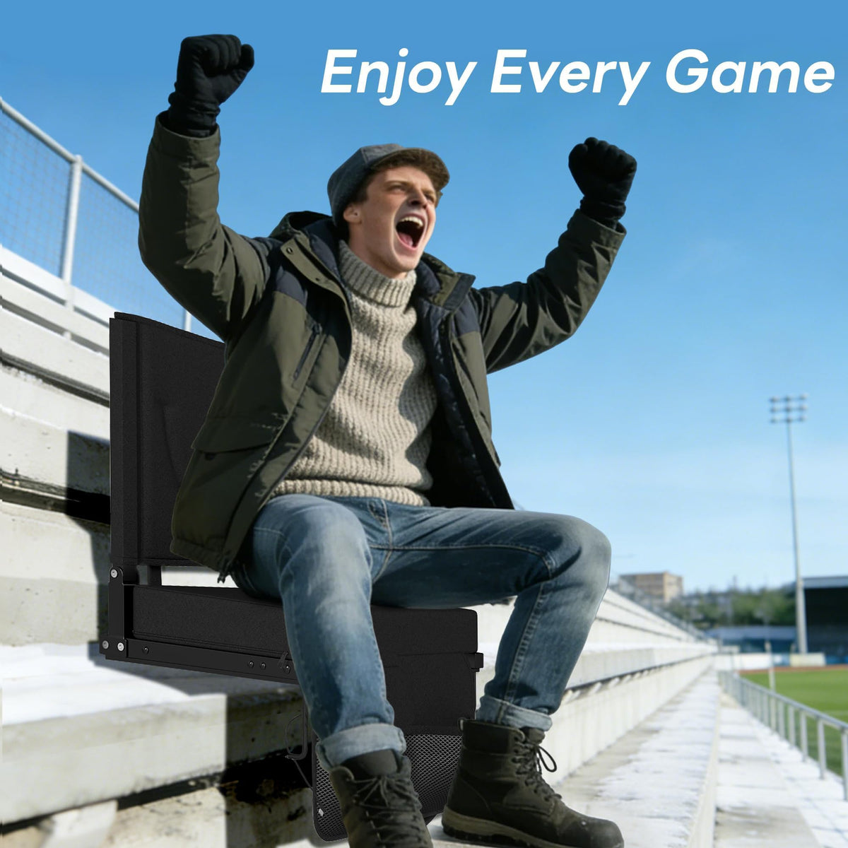 Black Heated Folding Stadium Seat Z35437