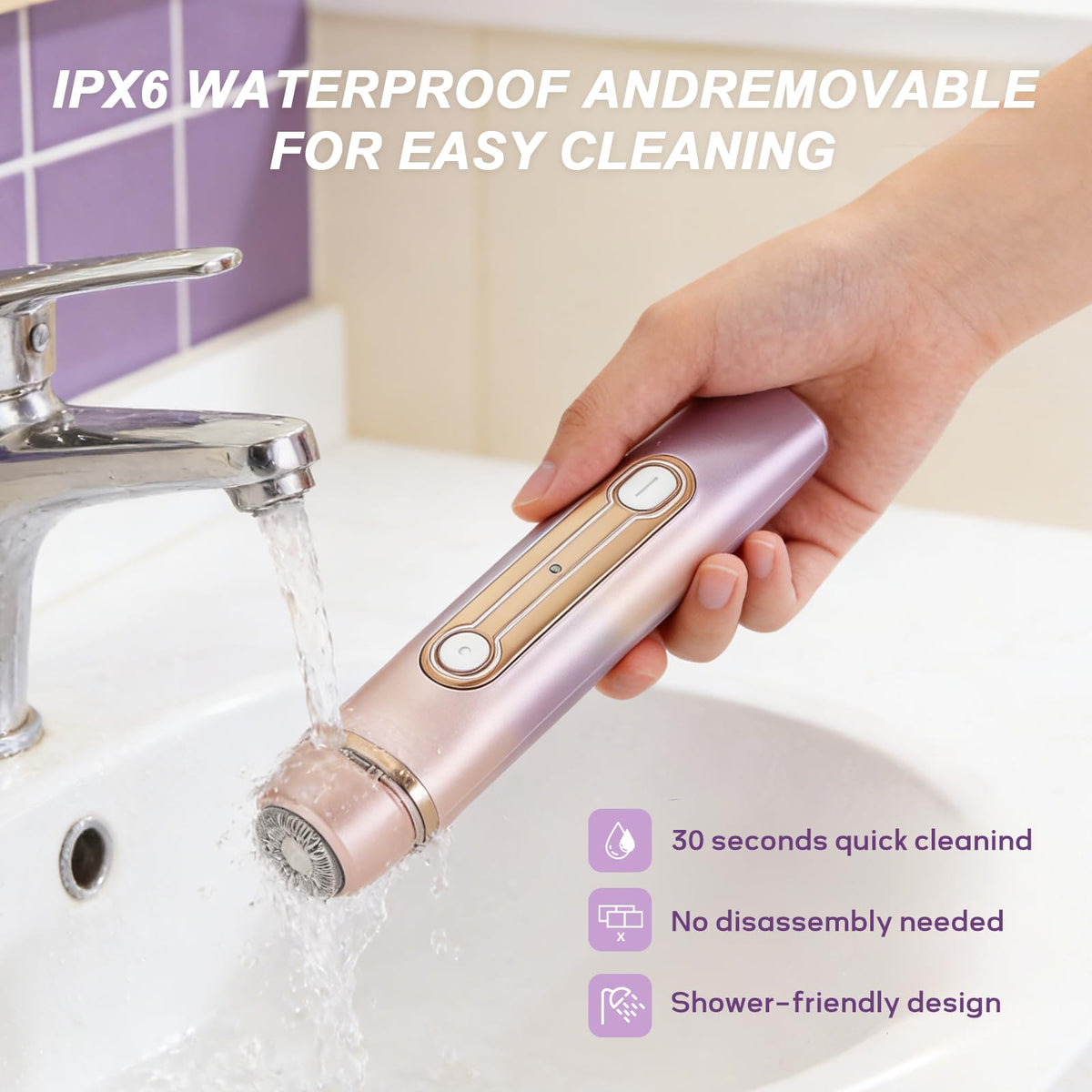 Light Purple Waterproof Dual-Head Bikini Trimmer B98043