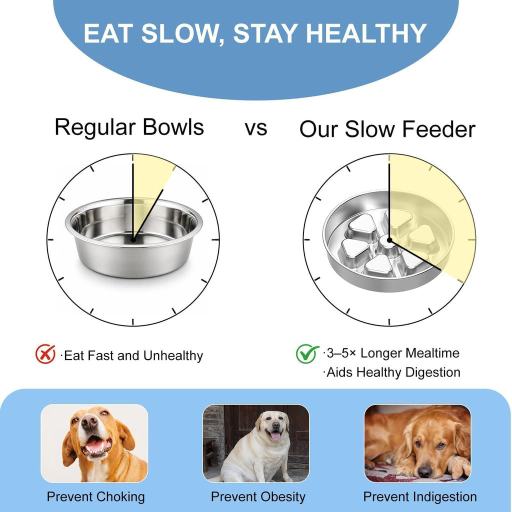 304 Stainless Steel Slow Feeder Dog Bowl W1658