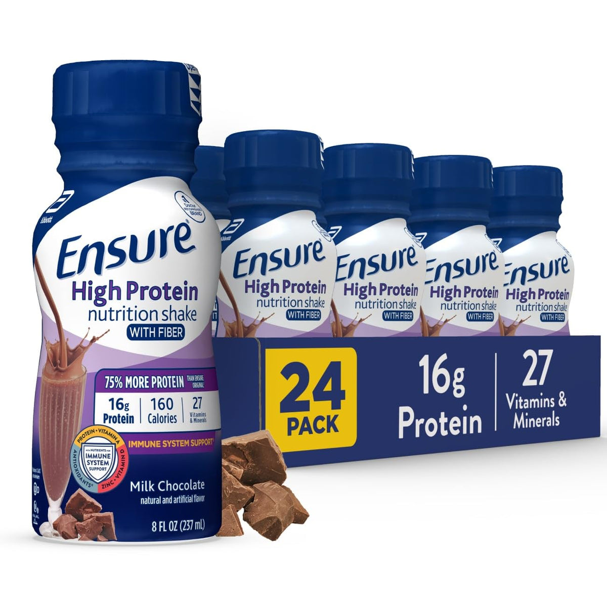 Chocolate Nutrition Shake with Fiber, 16g Protein, 8 fl oz, 24 Pack U31236