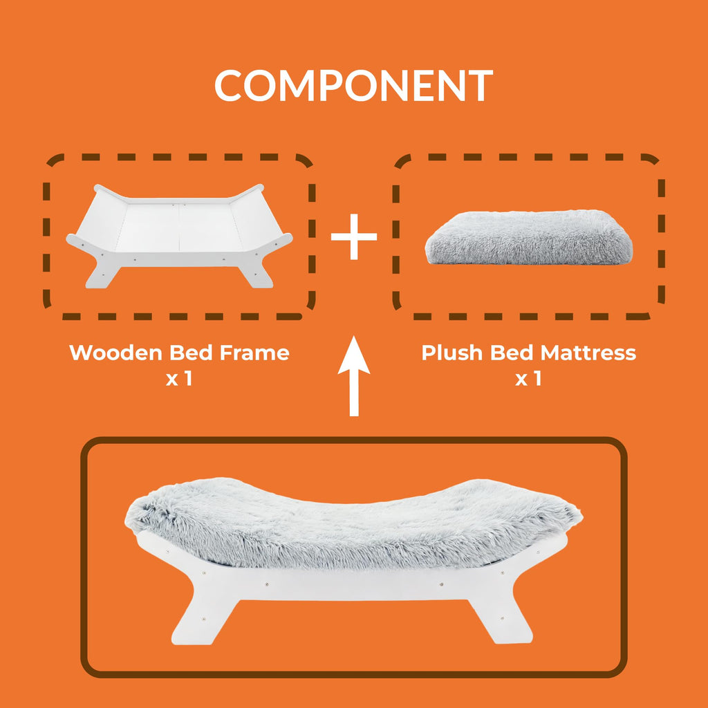 Wood Dog Bed Frame with Foam Mattress F5530