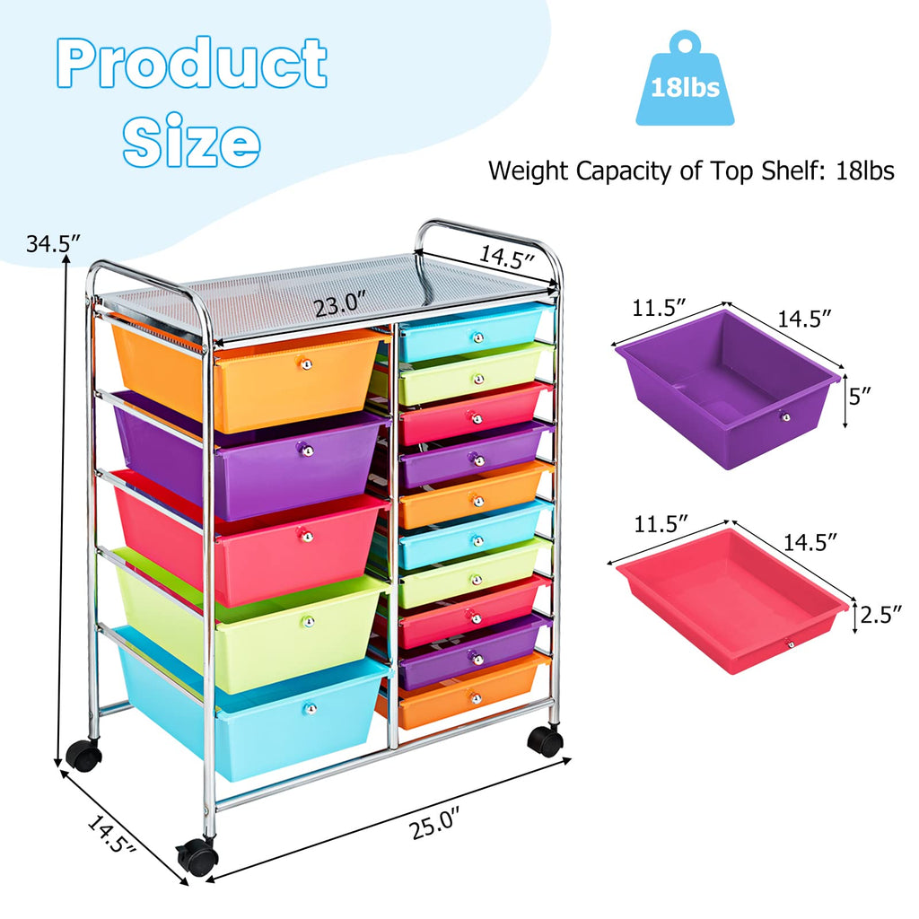 15 Drawer Rolling Storage Cart M206
