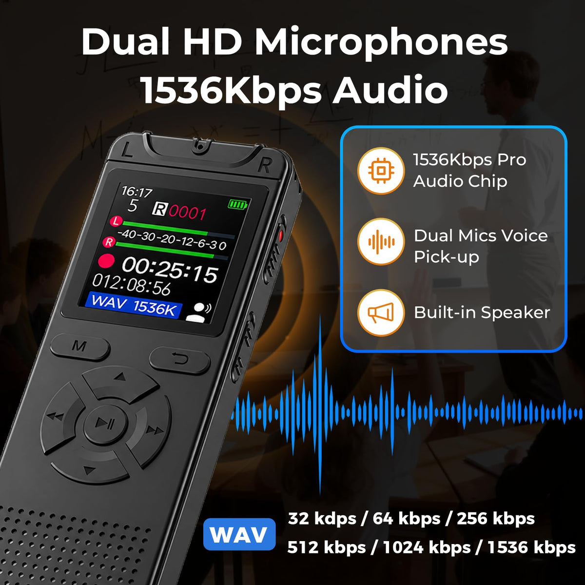32GB Digital Voice Recorder with Playback E953156